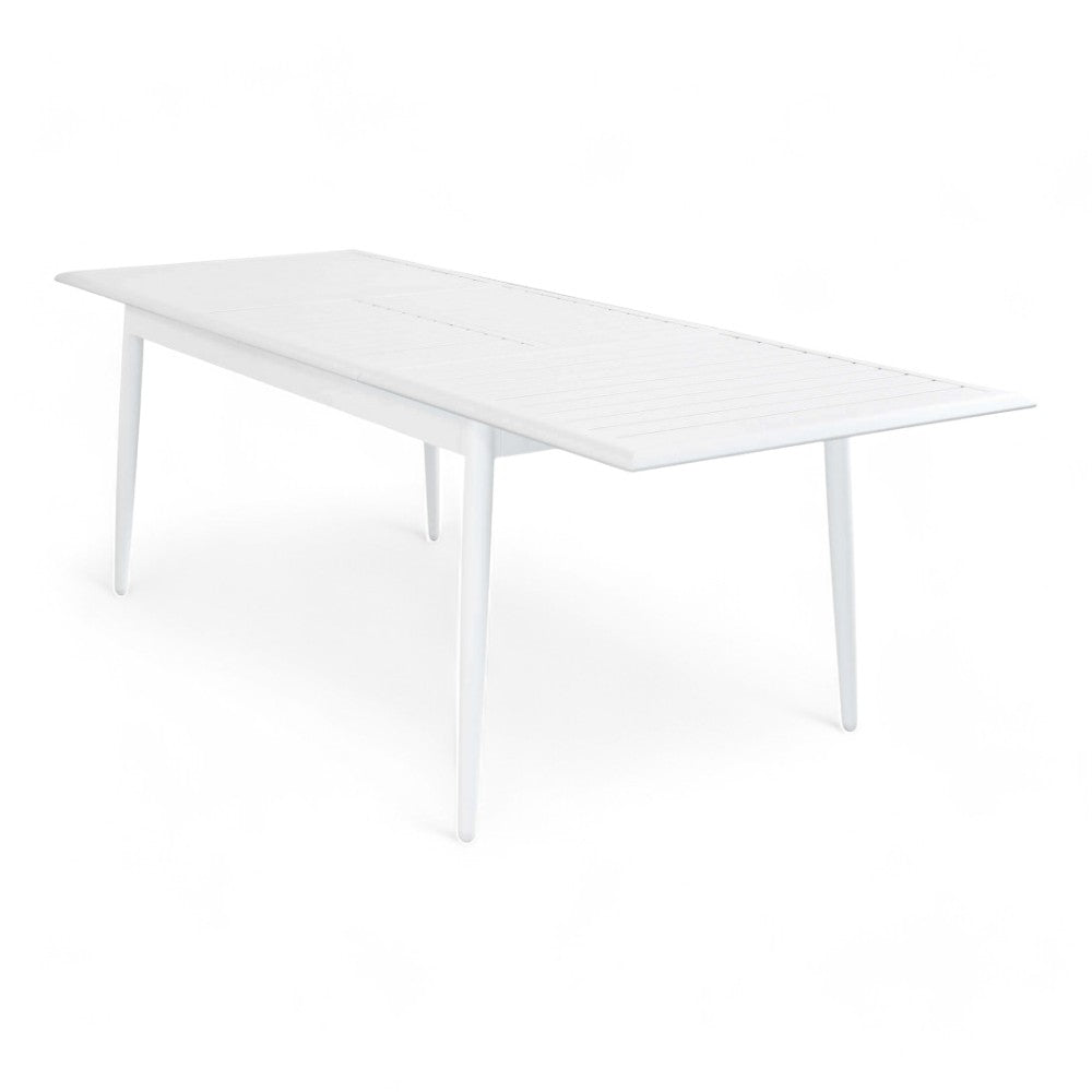 Table d'extérieur extensible 160/240 cm avec structure et plateau en aluminium effet lattes Rigel