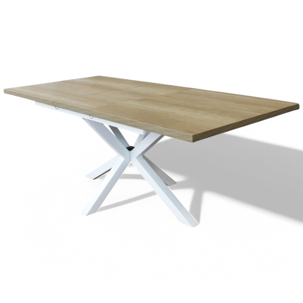 Tavolo allungabile struttura in metallo bianco e piano in mdf marrone 90x160/200xH75 cm Gariè