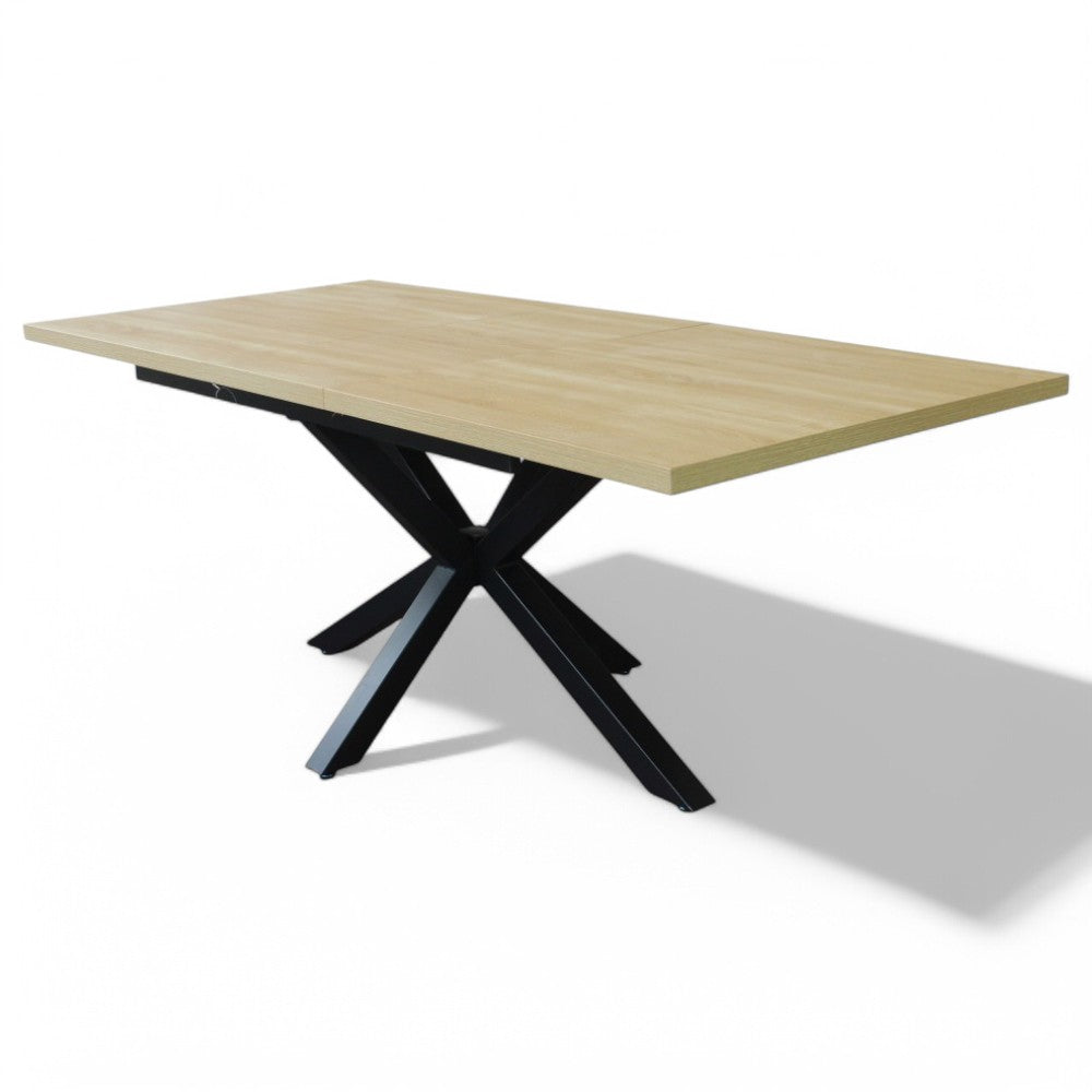 Tavolo allungabile con struttura in metallo nero e marrone con piano in mdf 90x160/200xH75 cm Gariè
