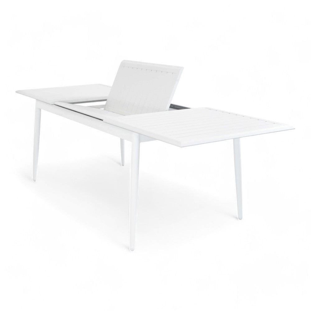 Table d'extérieur extensible 160/240 cm avec structure et plateau en aluminium effet lattes Rigel