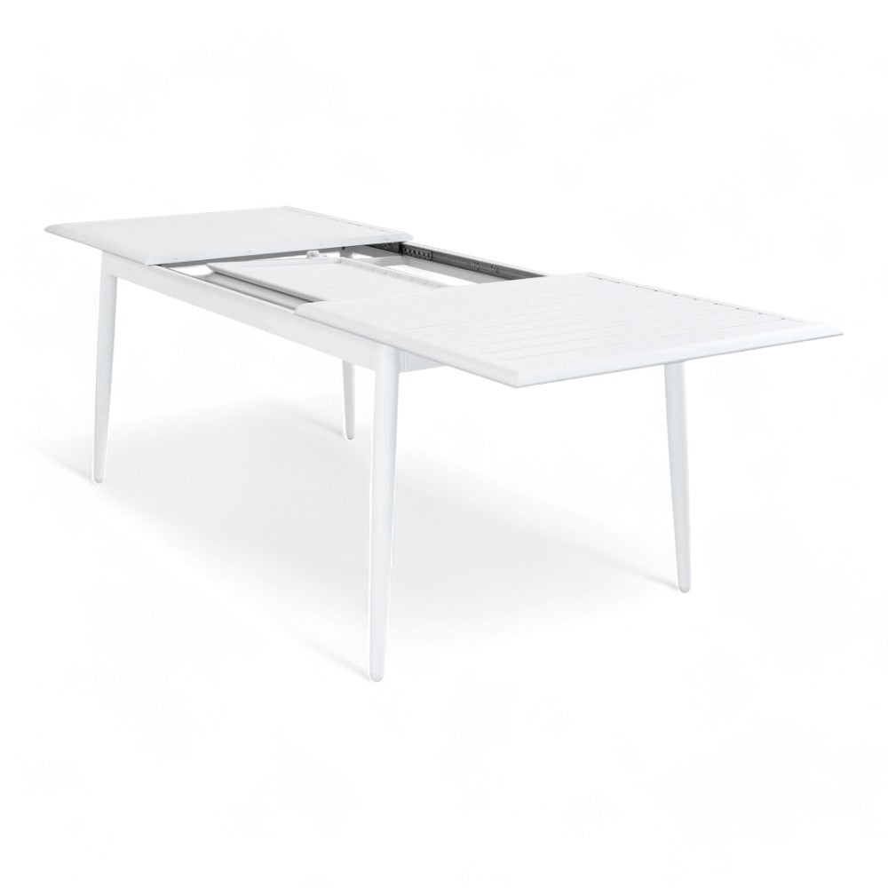 Table d'extérieur extensible 160/240 cm avec structure et plateau en aluminium effet lattes Rigel