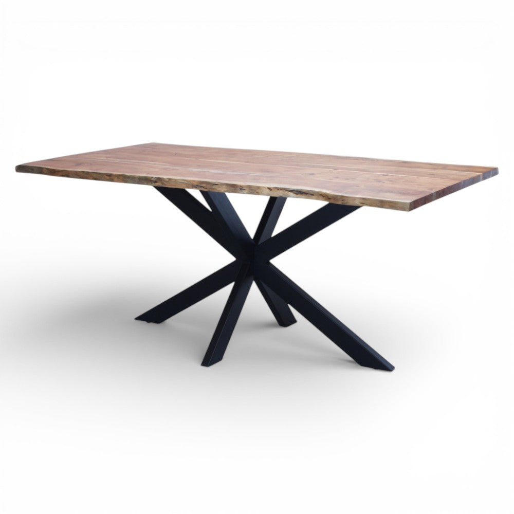 Tavolo con piano in legno di acacia e struttura in metallo 180x90xH77 cm Chasen