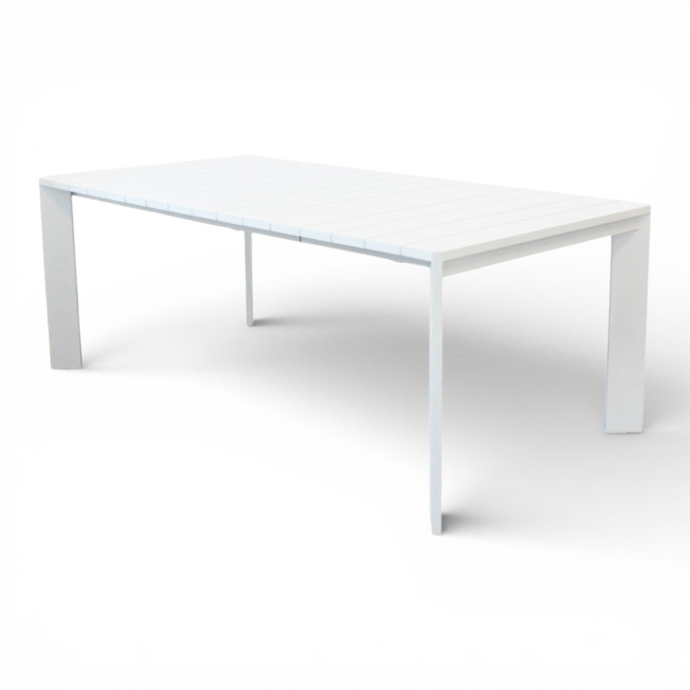 Tavolo rettangolare estensibile 150x100xH75 cm con struttura in alluminio bianco per esterno Brollin