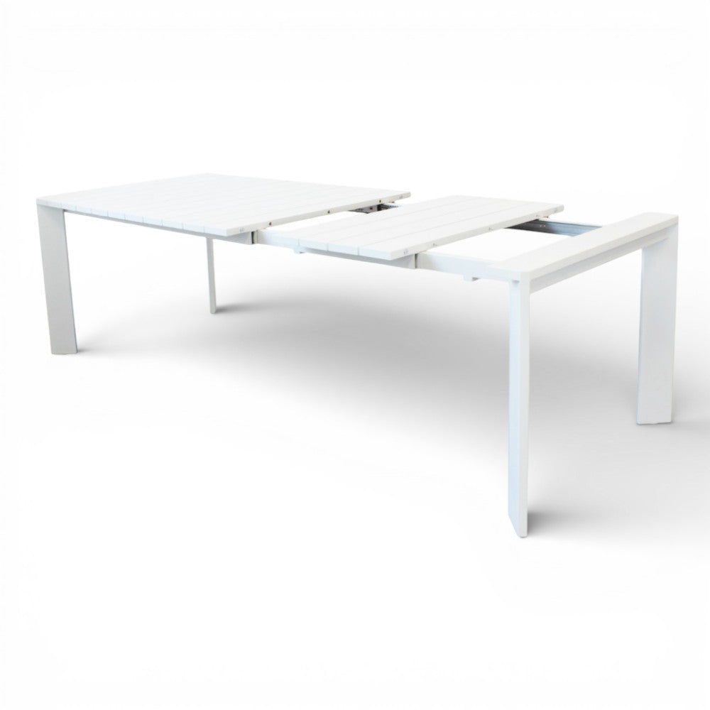 Tavolo rettangolare estensibile 150x100xH75 cm con struttura in alluminio bianco per esterno Brollin