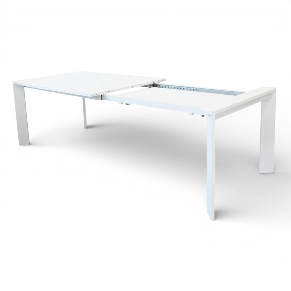 Tavolo rettangolare estensibile 150x100xH75 cm con struttura in alluminio bianco per esterno Brollin