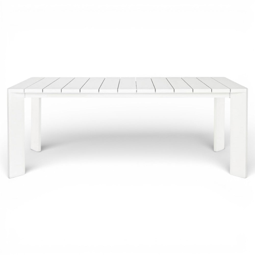Tavolo rettangolare estensibile 150x100xH75 cm con struttura in alluminio bianco per esterno Brollin
