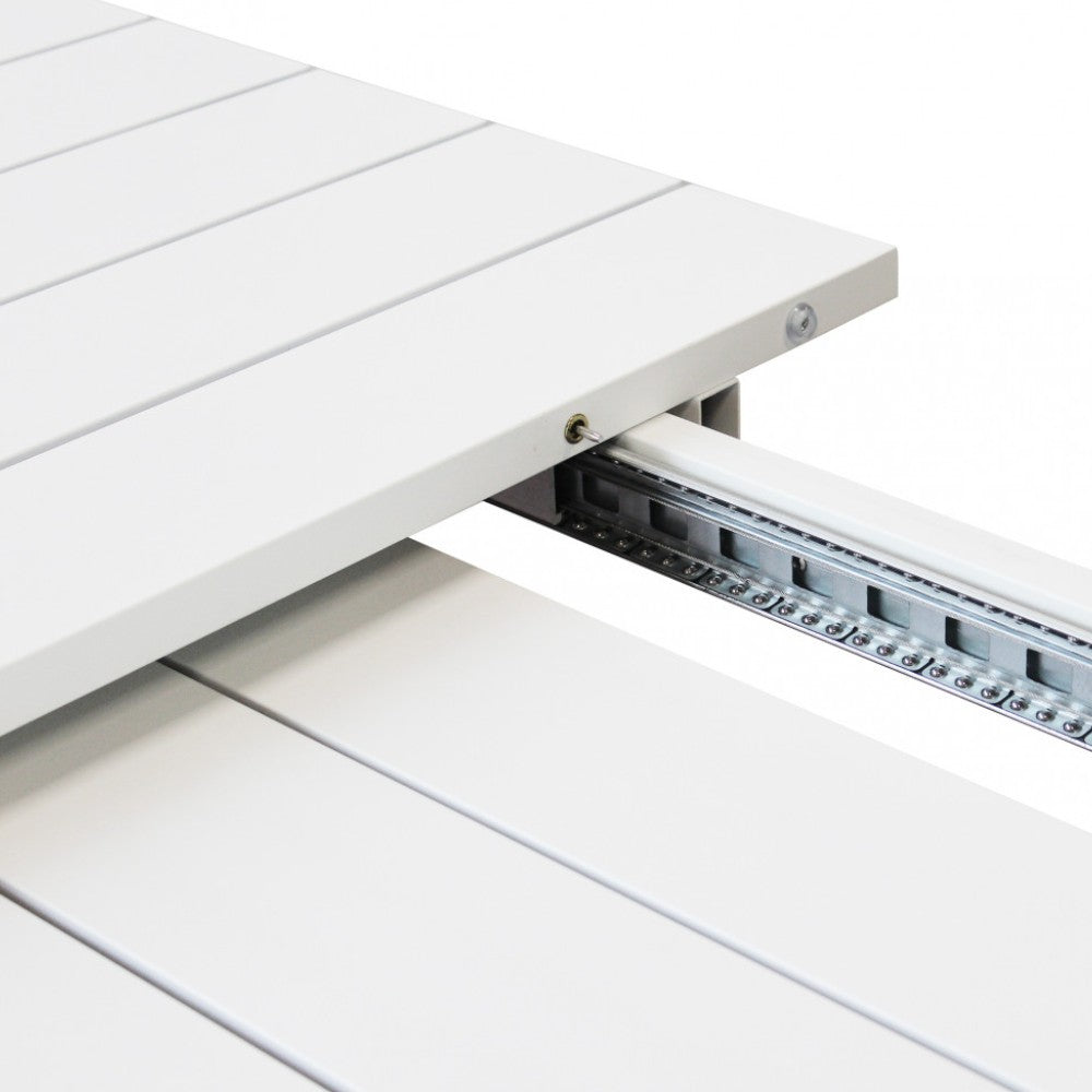 Tavolo rettangolare estensibile 150x100xH75 cm con struttura in alluminio bianco per esterno Brollin