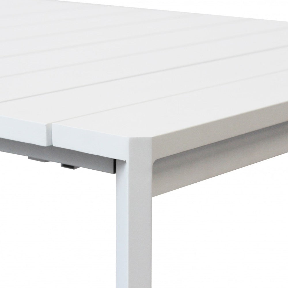 Tavolo rettangolare estensibile 150x100xH75 cm con struttura in alluminio bianco per esterno Brollin