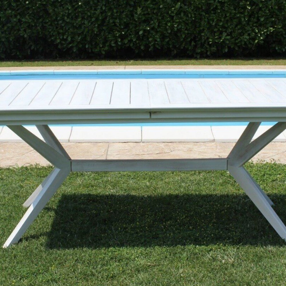 Tavolo estensibile rettangolare bianco 180x90xH75 cm per esterno