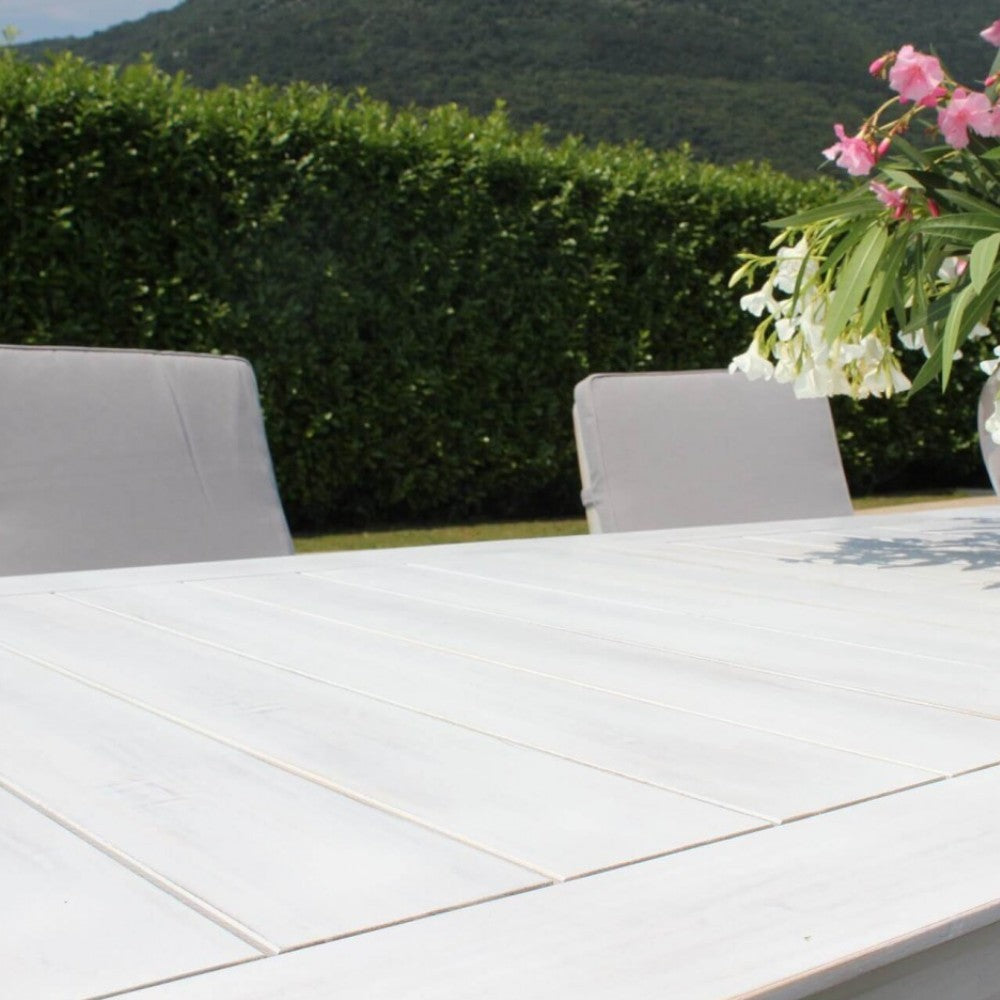 Tavolo estensibile rettangolare bianco 180x90xH75 cm per esterno