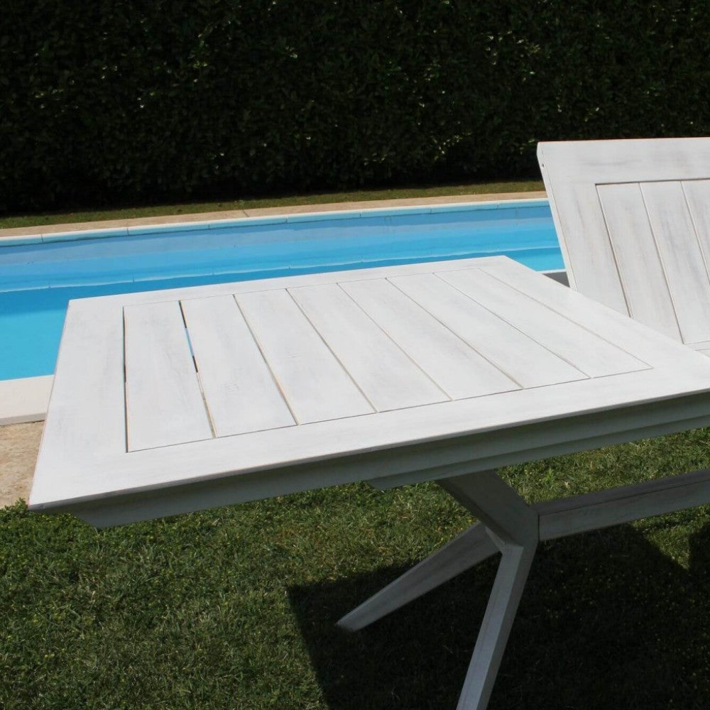 Tavolo estensibile rettangolare bianco 180x90xH75 cm per esterno