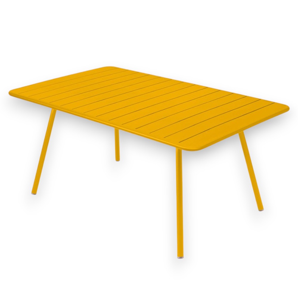 Tavolo da esterno 160x90 cm in acciaio verniciato con piano a doghe Fly