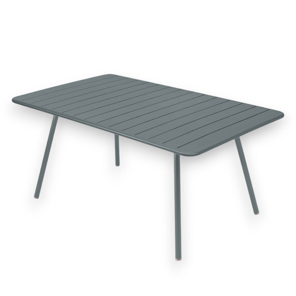 Tavolo da esterno 160x90 cm in acciaio verniciato con piano a doghe Fly