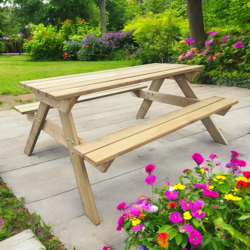 Table de pique-nique en pin imprégné - cm.179x150x70h.