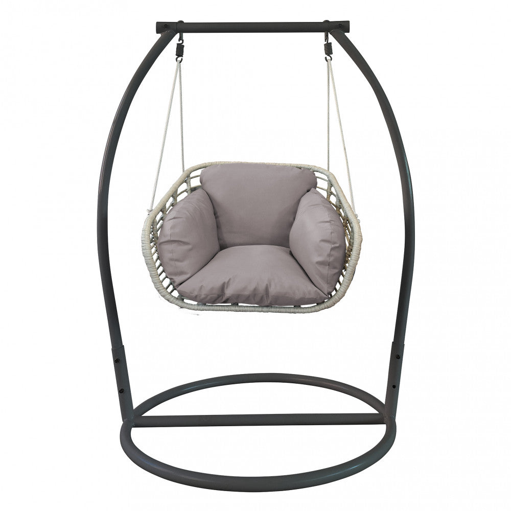 Dondolo posto singolo con struttura in metallo e cuscino morbido e confortevole 105x156xH105 cm da esterno