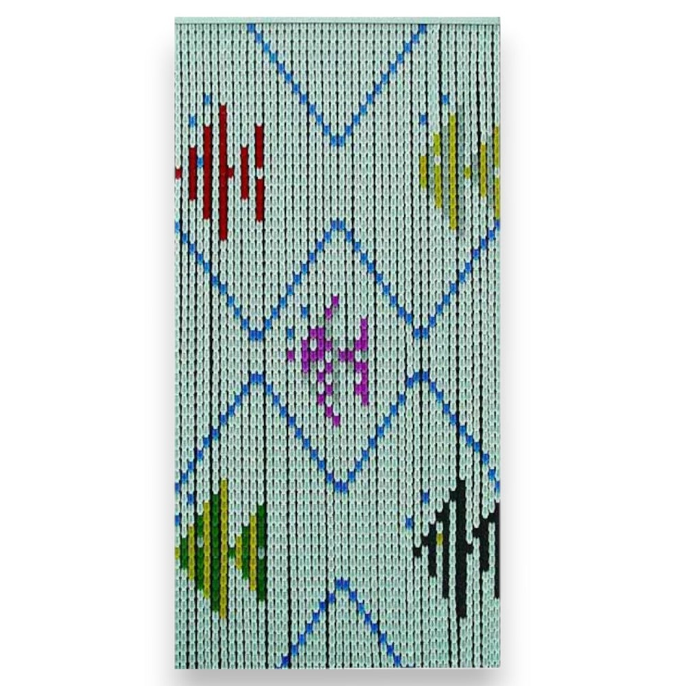 Rideau Anti-Mouches avec Plaques "Poisson" - 44 bandes pour 63 plaques - cm.120x230h.