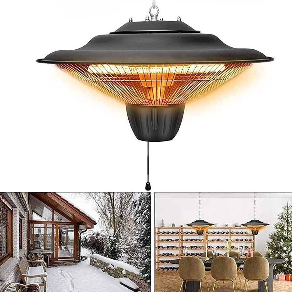 Stufa alogena 220V al carbonio a sospensione 42x42xH24 cm