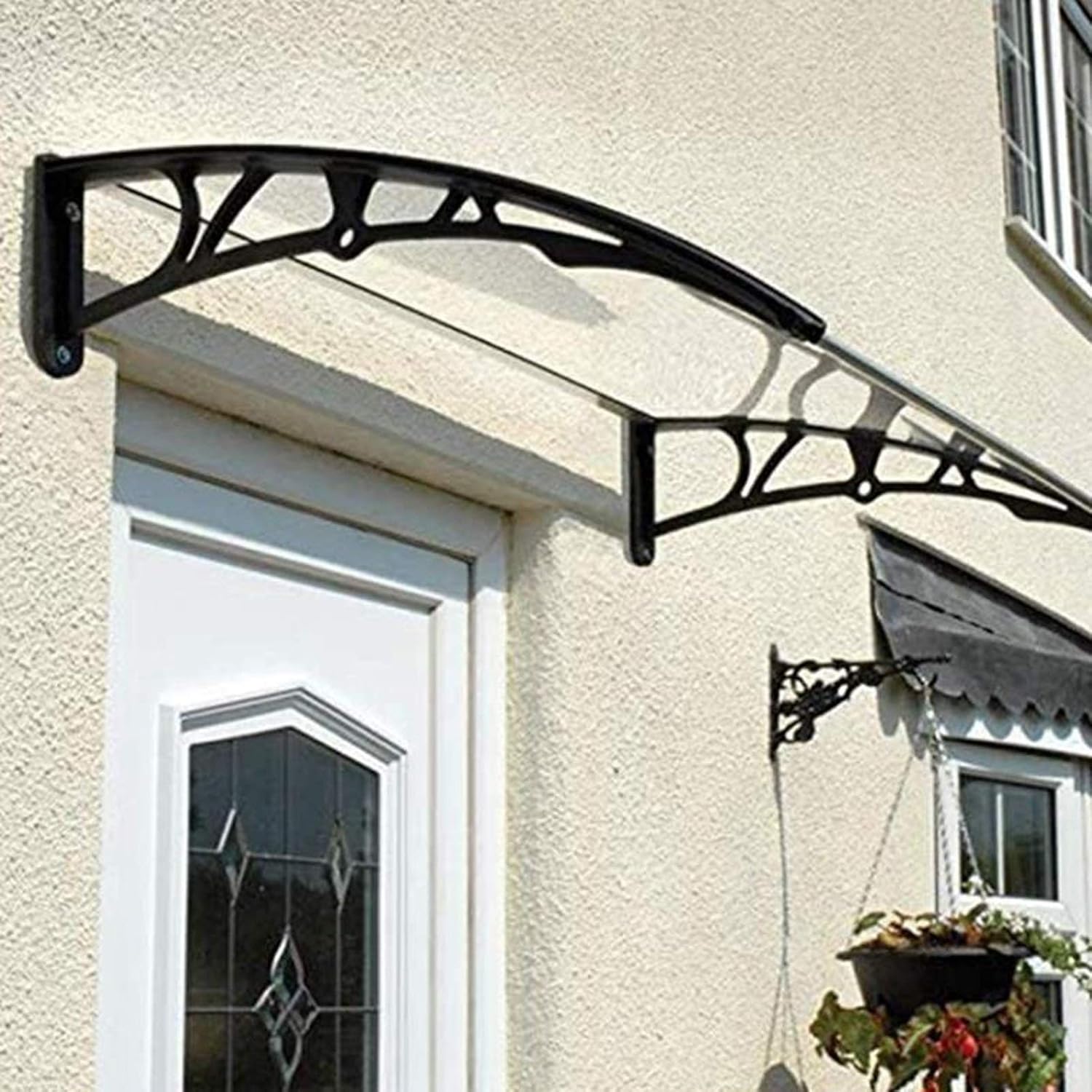Abri auvent avec panneau transparent et kit de fixation murale 