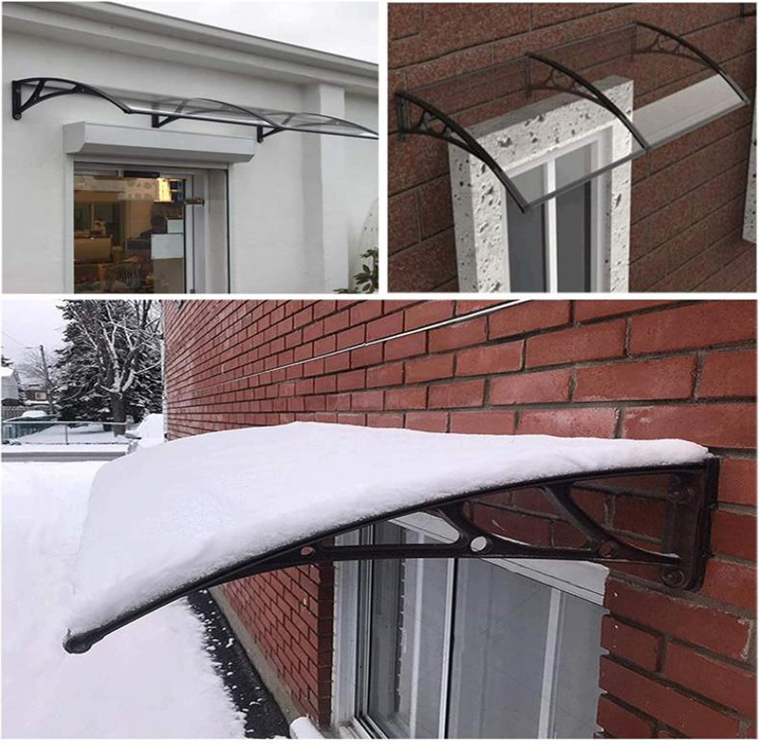 Abri auvent avec panneau transparent et kit de fixation murale 