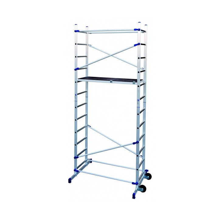 Échafaudage en aluminium avec hauteur de travail 436 cm et surface antidérapante 41x143 cm PINNA CLIC