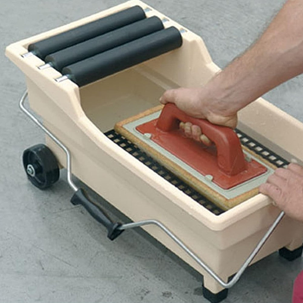 Vaschetta carrello 20 litri kit lavaggio con griglia interna 3 rulli e frattone spugna Pulirapid
