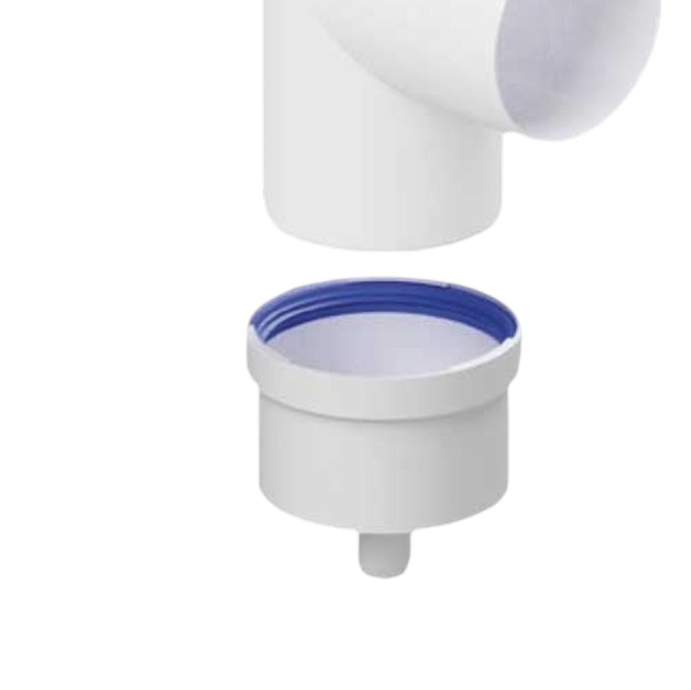 Tee per scarico fumi caldaia tradizionale con tappo raccogli condensa in alluminio diametro 80 mm bianco