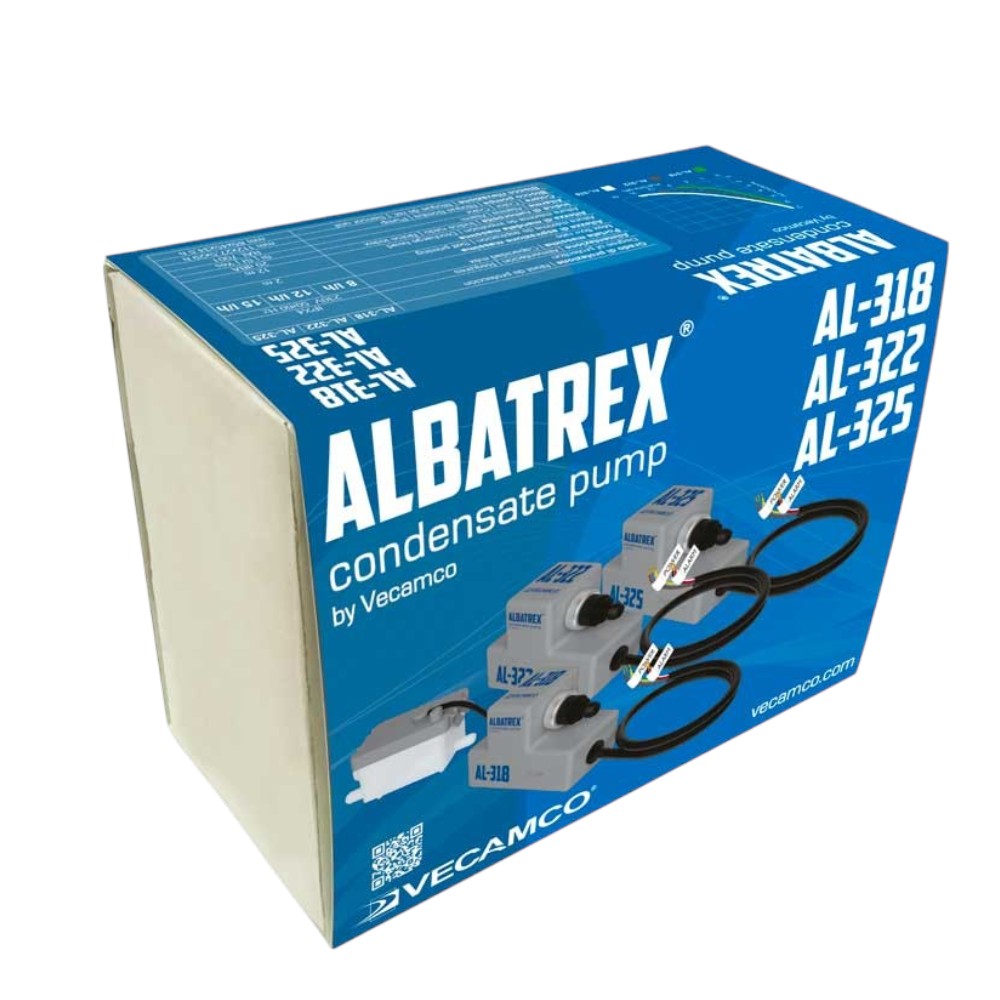 Minipompa scarico condensa per climatizzatori Albatrex 15020 con serbatoio, tubo e accessori di Installazione