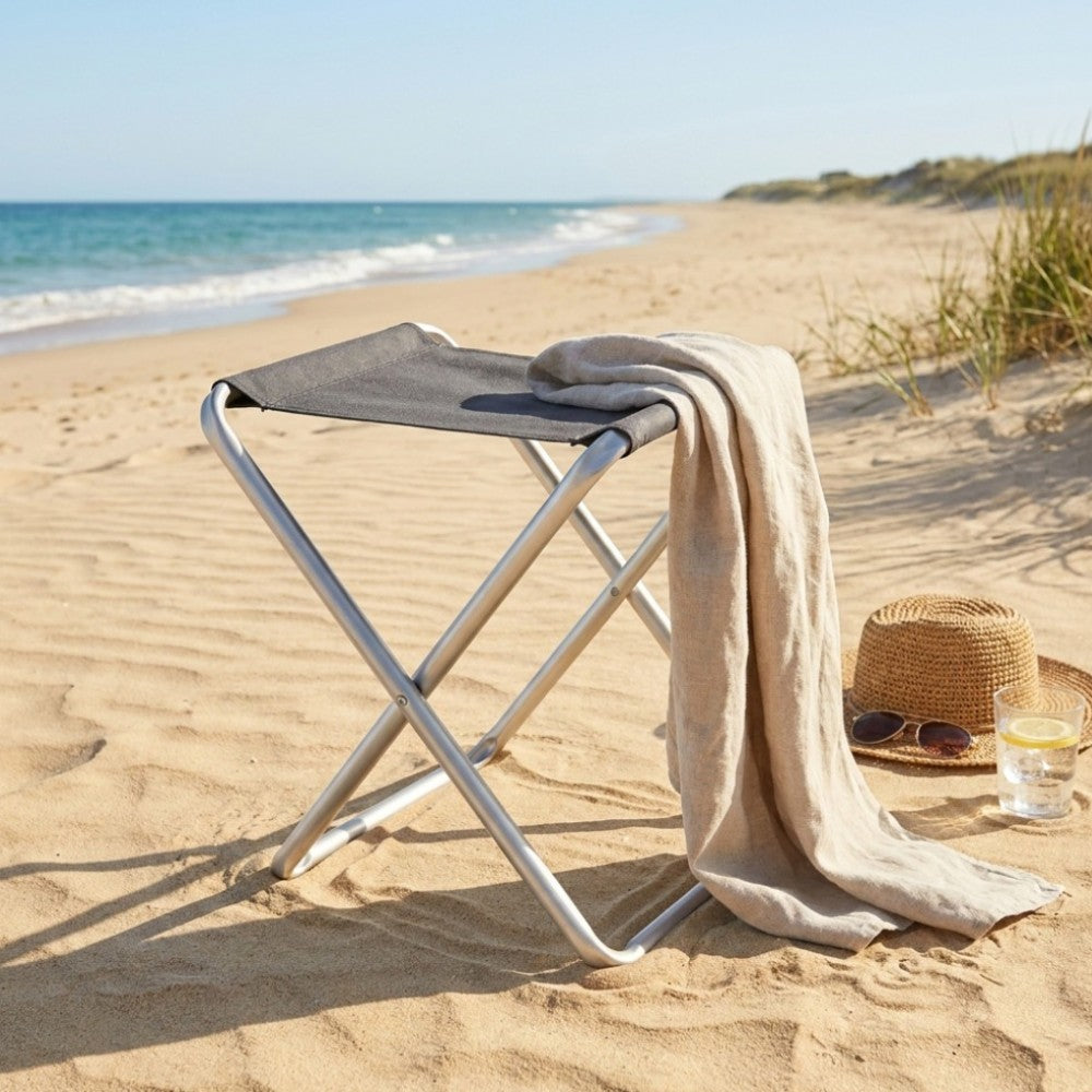 Tabouret de plage pliant en aluminium et textilène