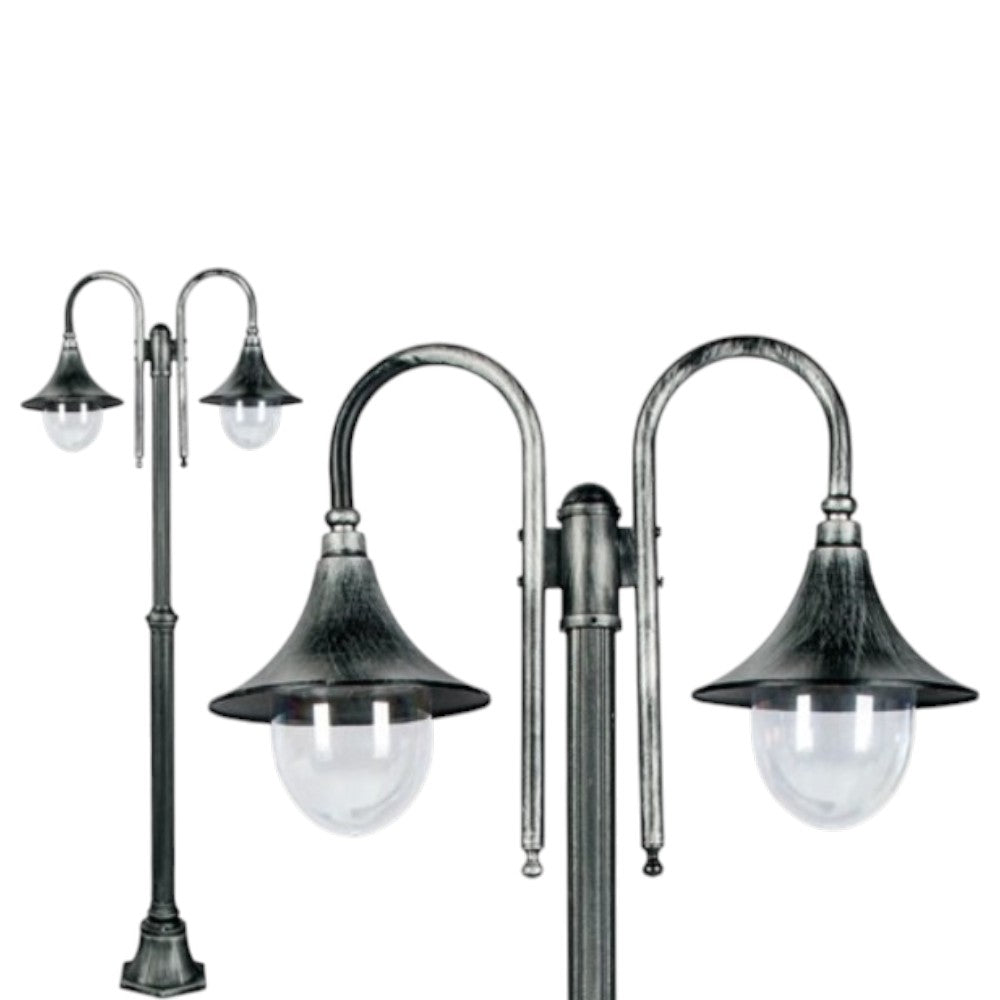 Lampadaire d'extérieur Galatea à 2 et 3 lumières en aluminium moulé sous pression avec raccordement E27 
