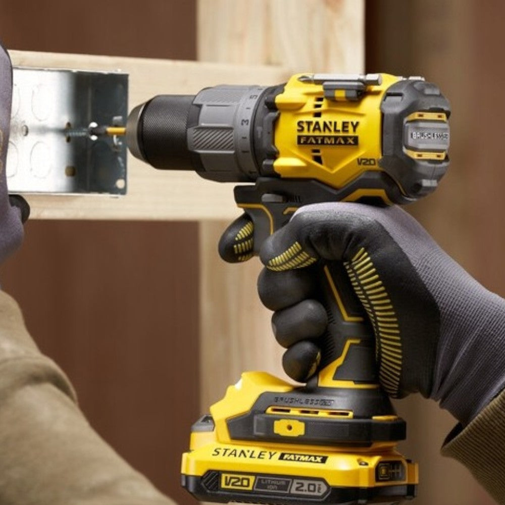 Trapano a batteria 20 volt in metallo con 2 velocità fatmax sfmcd 726 d2k
