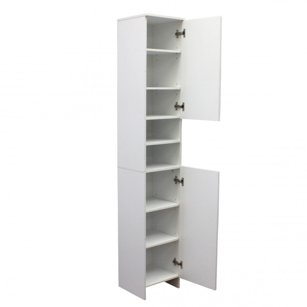 Armadio tuttopiani in legno bianco con 2 ante e 8 ripiani h173 cm