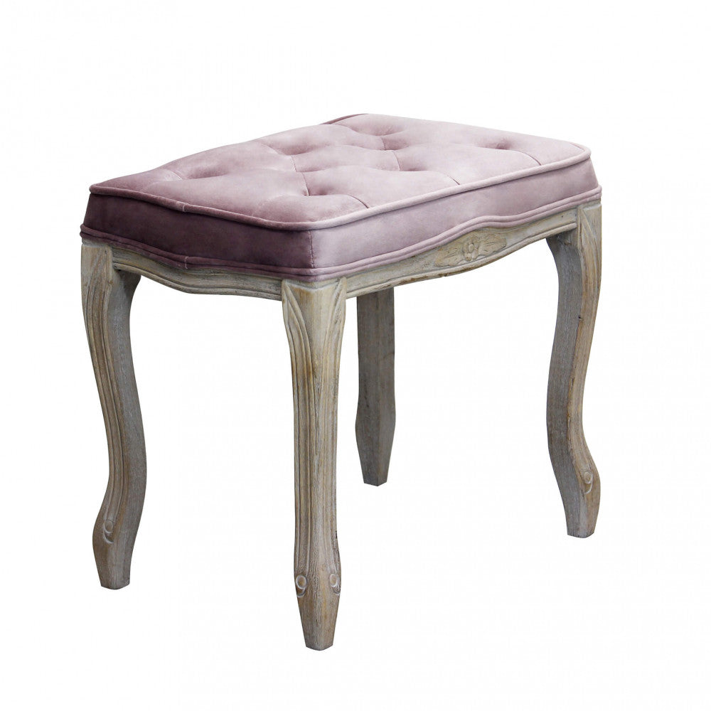 Sgabello in velluto con struttura in legno elegante 50x36xH47 cm