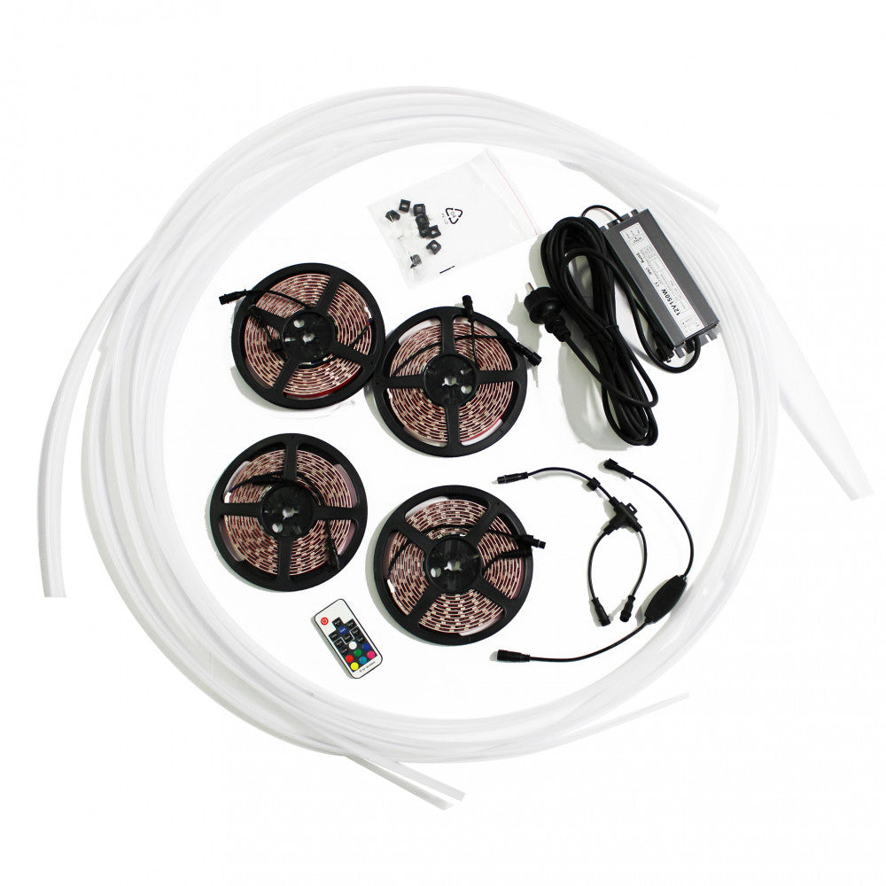 Kit completo illuminazione LED luce calda o colorata con telecomando per pergole 4x4 metri