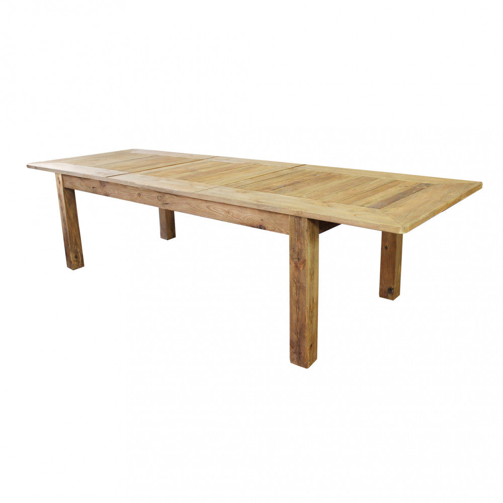 Table extensible d'intérieur ou d'extérieur en bois de pin avec plateau à lattes Marilin