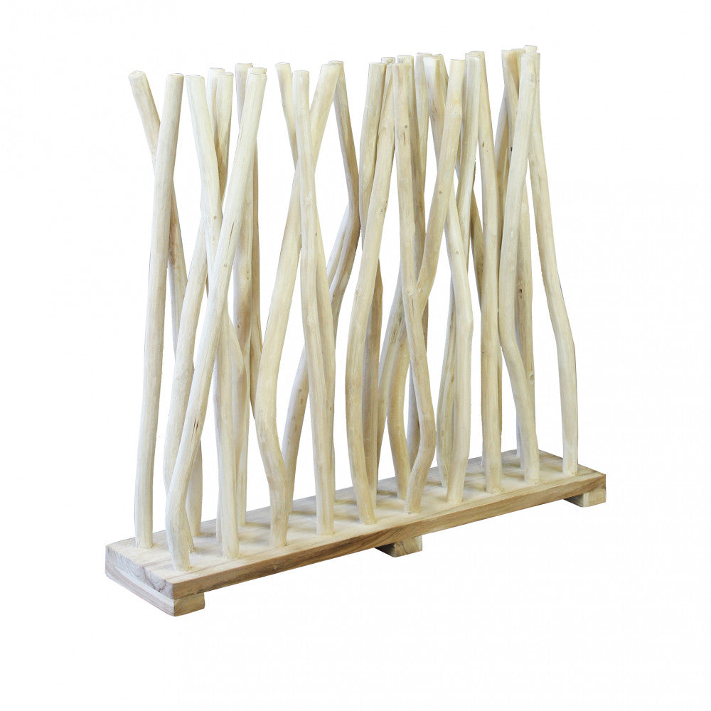 Panneau décoratif 100x24xH90 cm brise-vue clôture de jardin en bois de teck Jackie 