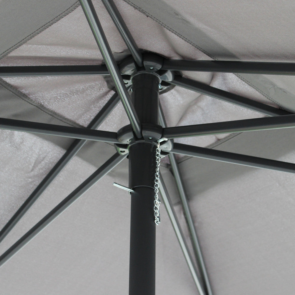 Ombrellone da giardino quadrato 2x2 mt nero con palo centrale grigio in alluminio e telo in poliestere 4 stecche