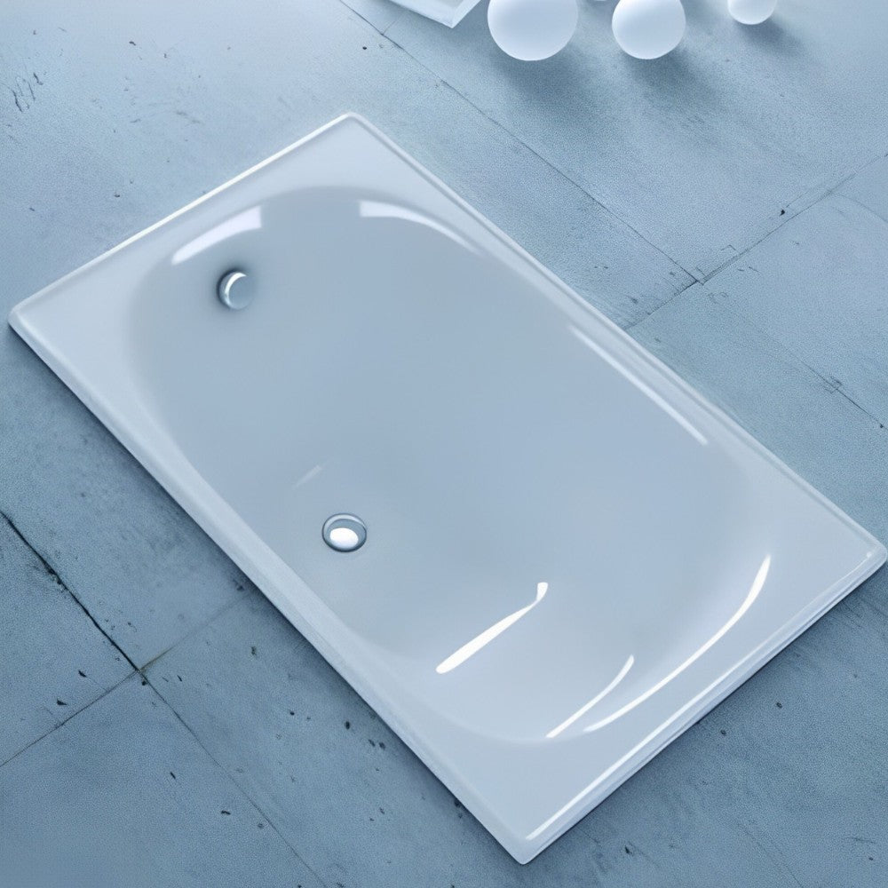 Vasca da bagno rettangolare in acrilico bianco con seduta solo guscio