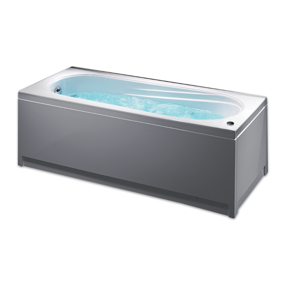 Vasca da bagno rettangolare in acrilico bianco con telaio e pannelli