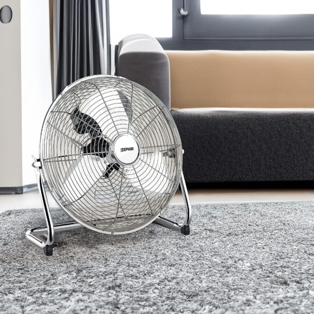 Ventilatore da terra inclinabile 120 Watt con 3 pale in alluminio 54x19xH55 cm
