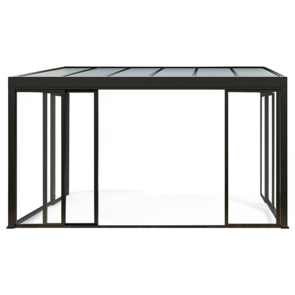Pergola veranda addossata in alluminio 4.3x3 mt con copertura in policarbonato per esterno
