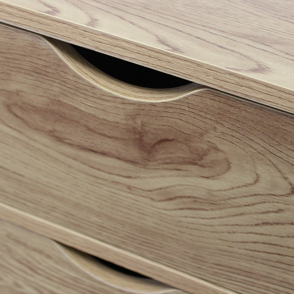 Comodino in legno naturale design moderno con cassetto e ripiano per camera da letto