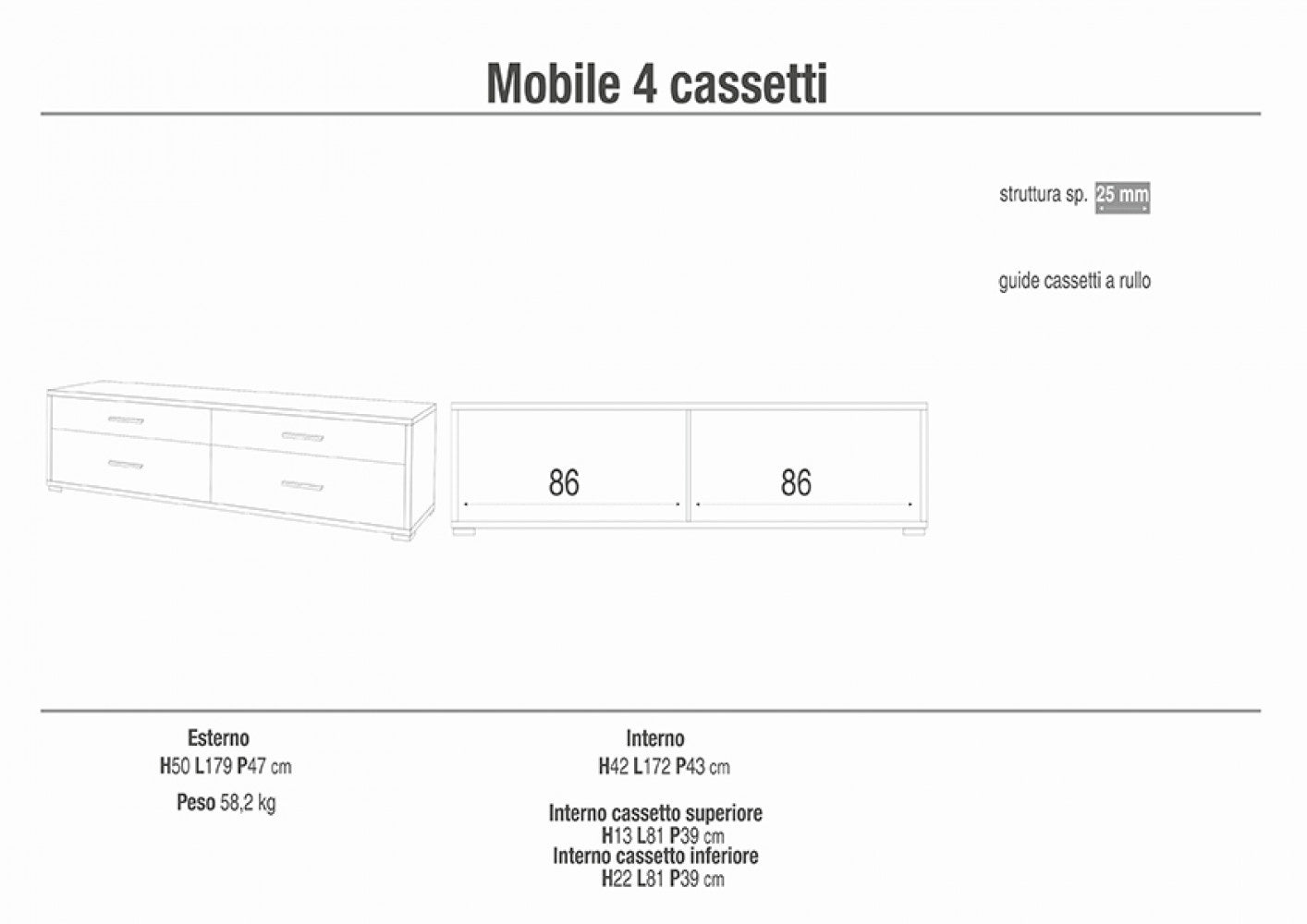 Adb805Nsosk Kit armoire 4 tiroirs en noyer Stelvio et oxyde blanc