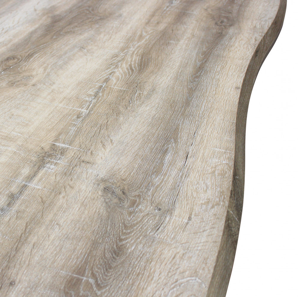 Tavolo rettangolare con struttura in metallo e piano in mdf marrone effetto pietra 90x160xH75 cm Dabber