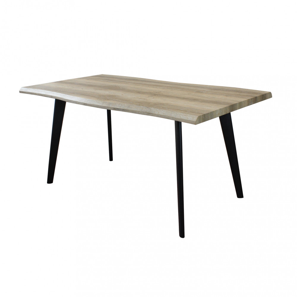 Tavolo rettangolare con struttura in metallo e piano in mdf marrone effetto pietra 90x160xH75 cm Dabber