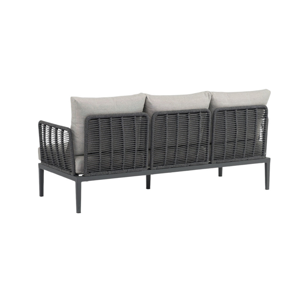 Salotto da giardino struttura in alluminio antracite con cuscini set 3 pezzi