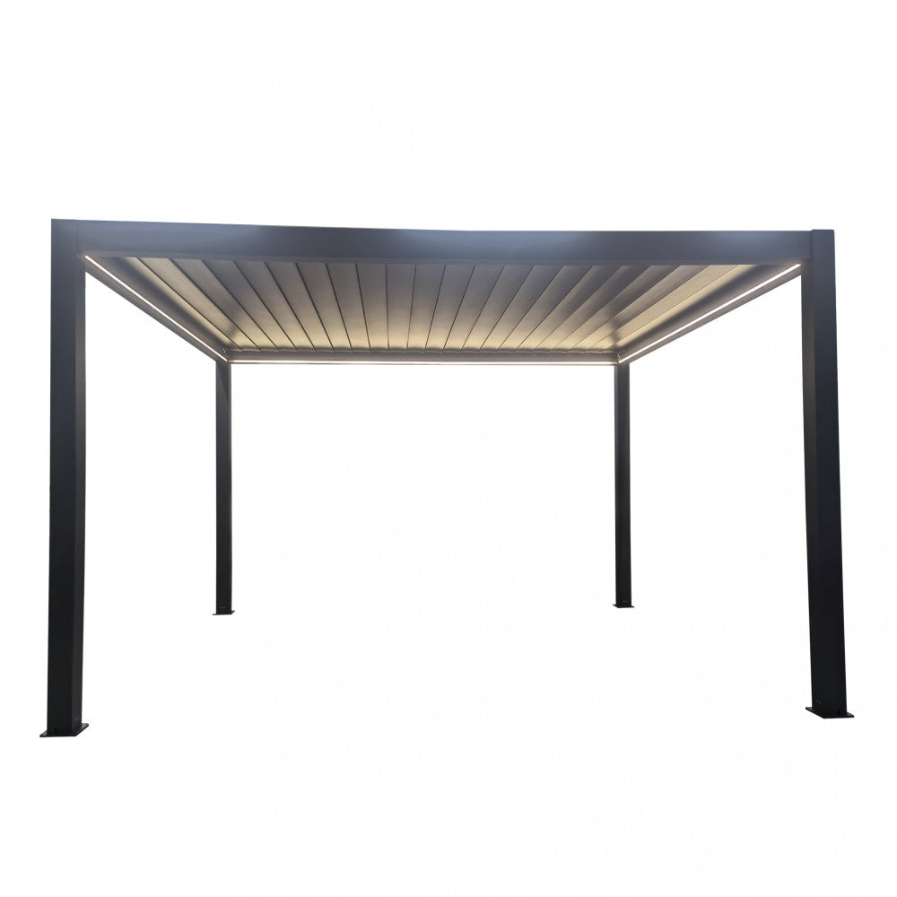 Pergola bioclimatique motorisée automatique 4x4 m avec lumières LED Pacific