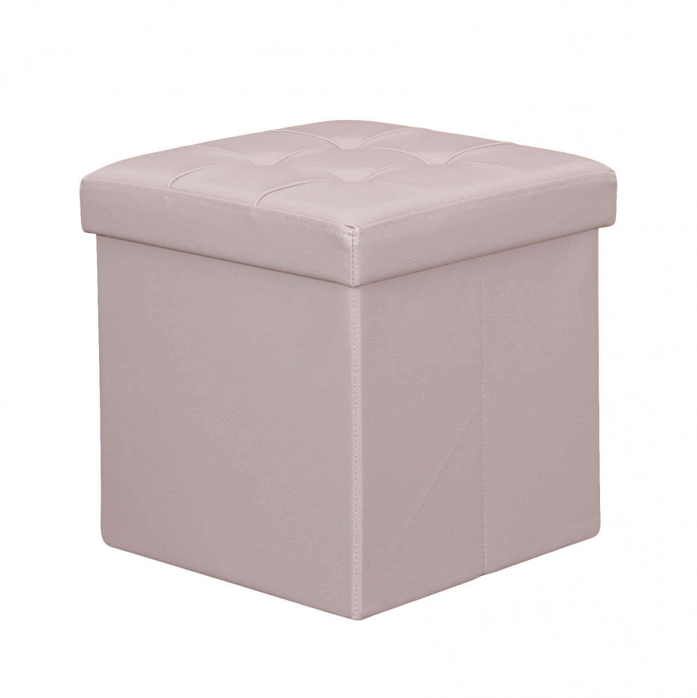 Pouf de rangement cube de rangement carré 38x38 cm recouvert d'éco-cuir