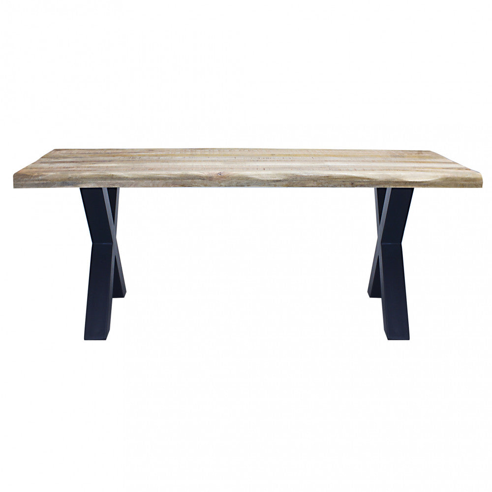 Tavolo rettangolare con piano in legno mango e struttura in metallo 200x100xH77 cm Conrad