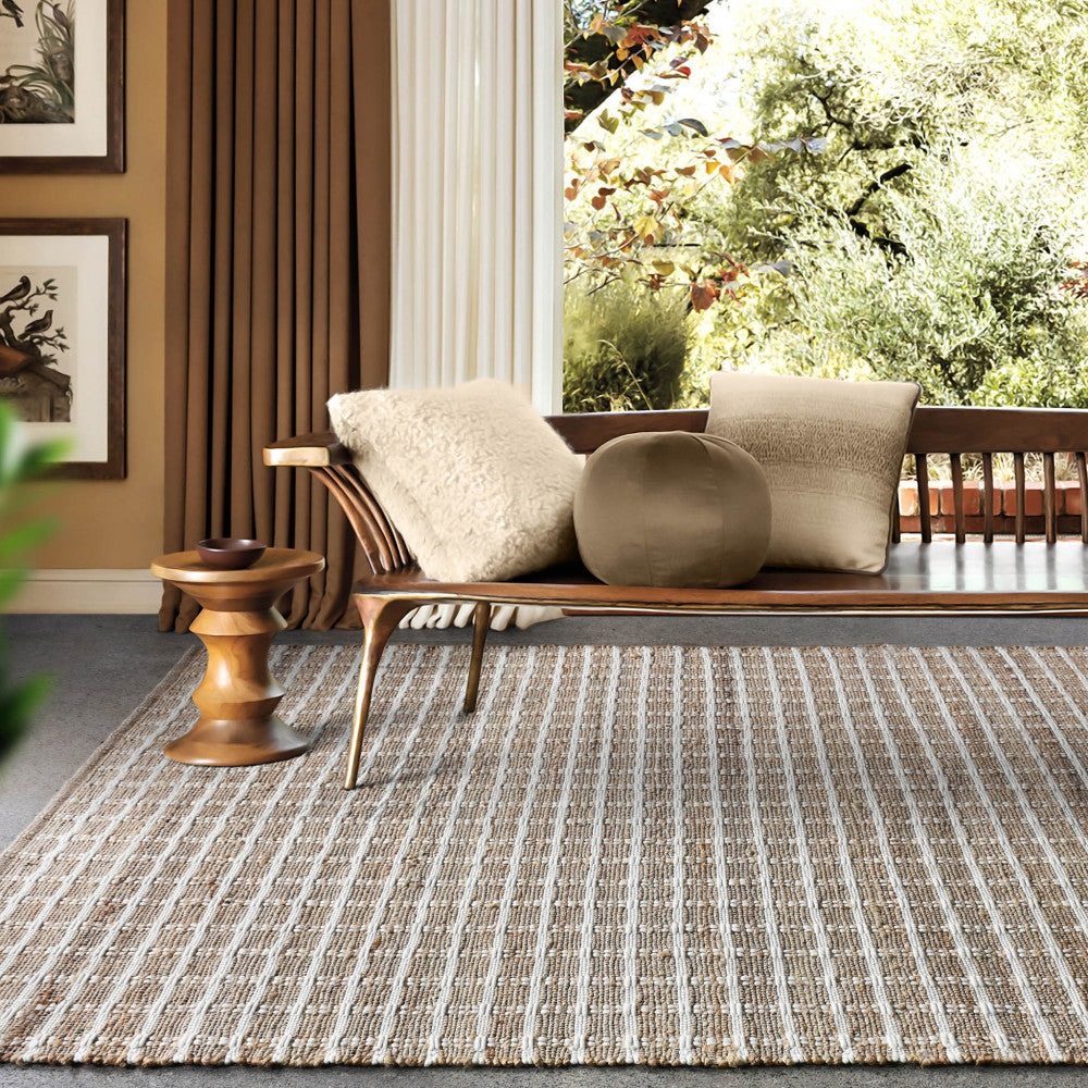 Tappeto da interno 160x230 cm con motivo a quadri marrone chiaro