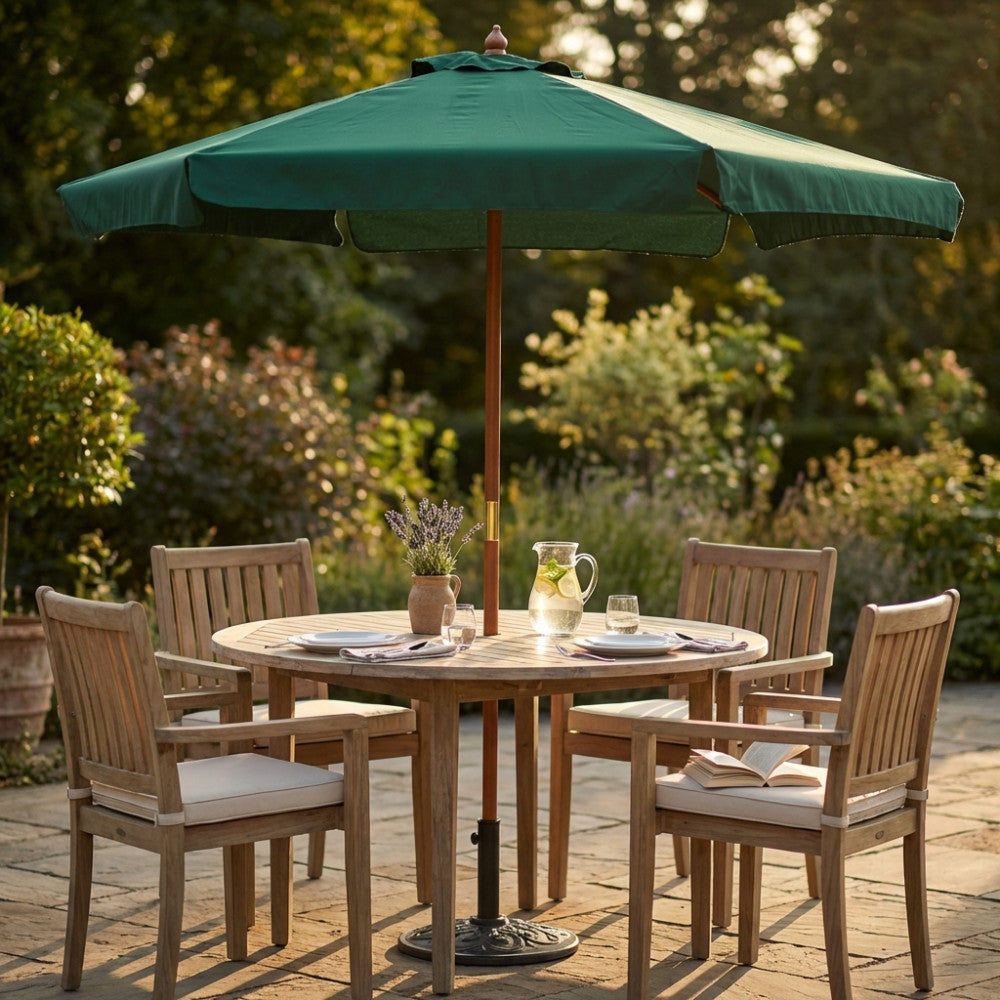 Parasol d'extérieur Ø2,5 m avec mât central en bois Pictor